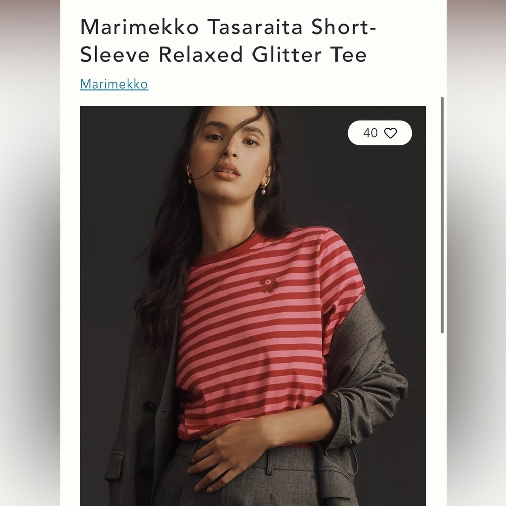 Marimekko Tasaraita Short-Sleeve Relaxed Glitter Tee